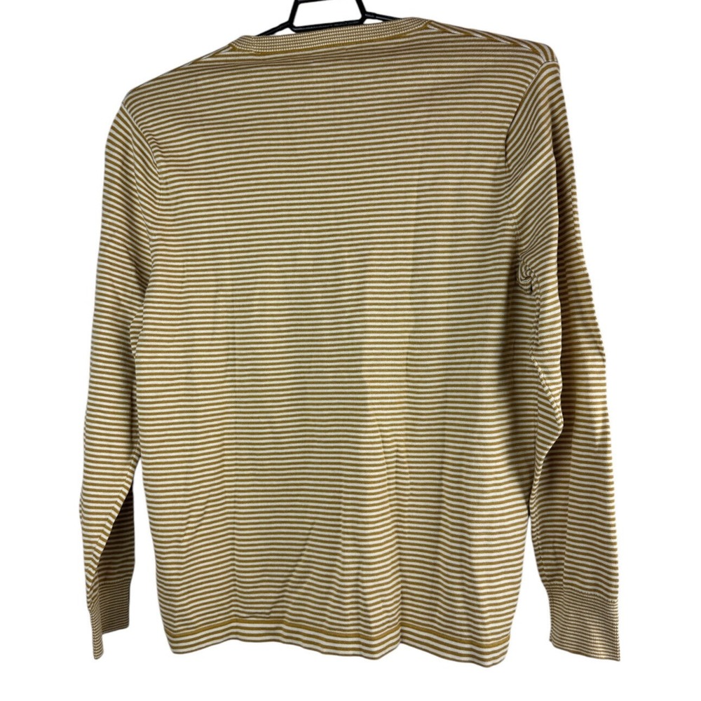 NEW J. Crew Knit Cotton Split-Hem Sweater Stripe Golden Brown & Cream Men's XL - Picture 4 of 8